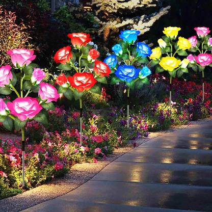 GIGAWATTS Rose Solar Garden Light BIS Approved Water Resistant Outdoor for Home Solar Light Set