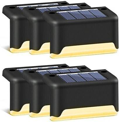 Epyz Solar Light Outdoor Garden Wall Fence Step Deck Waterproof Lamp Warm Yellow Solar Light Set