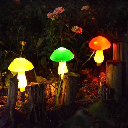 Zorbes 3 Pcs Multicoloured Mushroom Solar Lights for Outdoor Garden, 8 Modes Solar Light Set