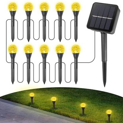 HASTHIP Solar String Lights Outdoor IP55 Waterproof 10 Lamp Solar Street Light 8 Mode Solar Light Set