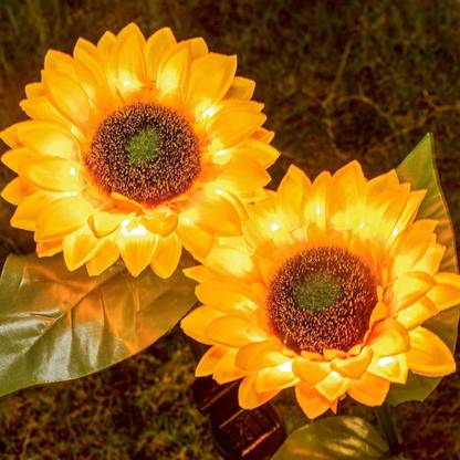 Esselkay Bright Sunflower Shape Solar LED Lights, 1 Pack Garden Waterproof Decorative Solar Light Set
