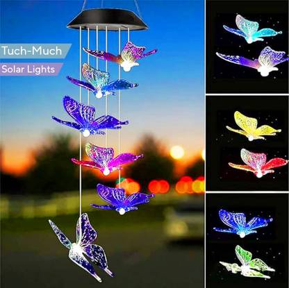Tuch-Much Solar Butterfly Wind Chimes Led Light | Hanging Lamp | Color-Changing Solar Light Set