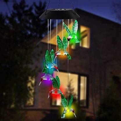 Ginoya Brothers Humming Bird Solar Power Outdoor Wind Chime Home & Balcony Decoration ,Gift Item Solar Light Set