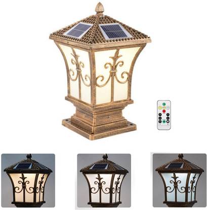Homehop Antique 2 in 1 Solar Light for Gate Pillar, Waterproof Lamp with AC Power,Remote Solar Light Set