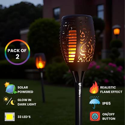 UDropMore 33 LED Solar Flame Lights – Flickring Effect,Waterproof,Garden Decor Solar Light Set