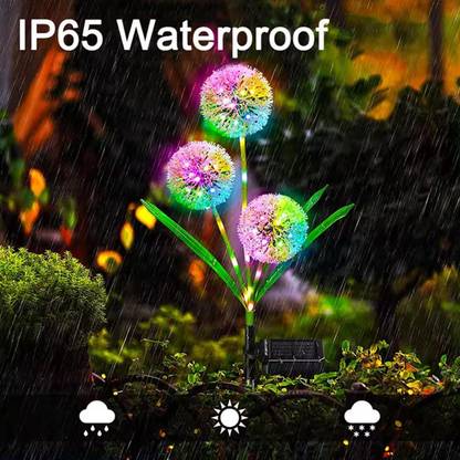 GIGAWATTS 3 Lillies Flower Shape Design Solar Powered LED Stake Lights for Garden Solar Light Set