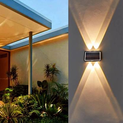 Litverse Solar Lights for Outside Solar Fence Lights Up and Down Solar Wall Light 4 LEDs Solar Light Set