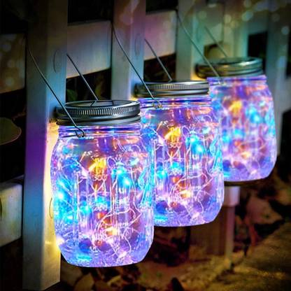 Epyz 10 LED Solar Light Outdoor Hanging Glass Jar LED Lamp for Home,Garden,Decoration Solar Light Set