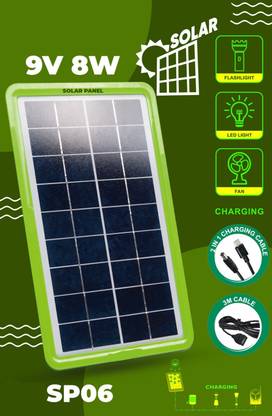 HASRU SOLAR PANEL 10W & 5 Pin CableUSB & Battery Terminals for 9V Output Solar Panel Solar Panel