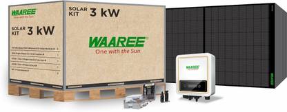WAAREE 3kW On-Grid Non DCR Solar Kit (Single Phase) with 405 watt All Black solar panel Solar Panel