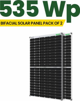 WAAREE Solar Panel 535 Watt Mono Perc Bifacial (Pack of 2) 24 Volts 144Cells Dual Glass Solar Panel