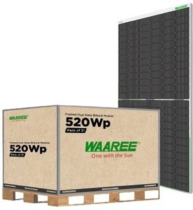 WAAREE Solar Panel (Pack of 31 ) 520 Watt Bi-facial Solar Panel 144 Cell (One Pallet) Solar Panel