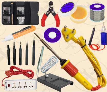 Aldeco Efficient 16in1 Soldering Iron kit with 4 Socket Extension Board & Helping Items 25 W Simple