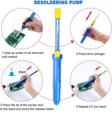 uptodatetools Solder Sucker Remover Hand tool Vacuum Tin Sucker With Extension Nozzle 0 W Simple
