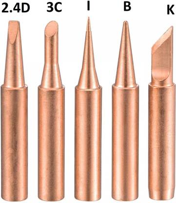 WOWSOME Set of 5 Pcs Pure Copper Soldering Iron Bit Set Tip Suitable For Model 936, 937, 907 900M-T (K/3.2D/IS/3C/I) 0 W Simple