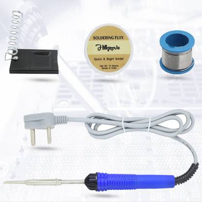 Hillgrove Electronic Repairing 4in1 Mobile Soldering Iron Equipment Tool Machine Combo Kit Set with Flux Paste and Wire 25 W Simple