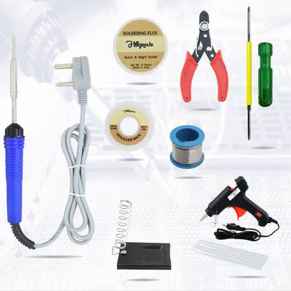 Hillgrove Basic Bundle Electric 25W Mobile Soldering Iron Machine Tool Kit Combo Set of 9 25 W Simple