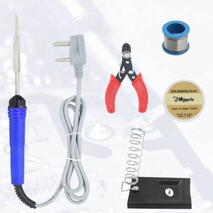 Hillgrove 5in1 25W Soldering Iron Kit | 5 Meter Soldering Wire | Soldering Flux | Stand | Wire Cutter 25 W Simple