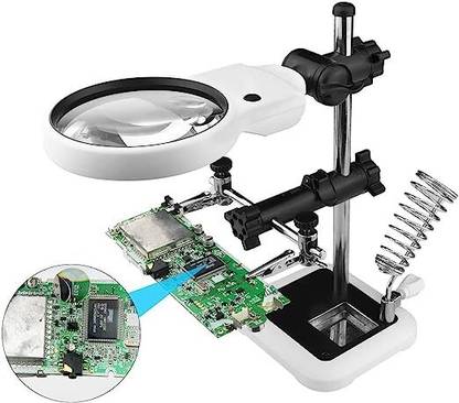 Bellveen Auxiliary Clip Loupe Magnifier PCB Soldering Iron Kit Dual Mode 3 LED Lamp 2 W Temperature Controlled