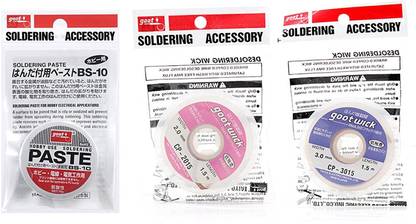 Buyyart 3 in 1 Original GOOT BS-10 Soldering Paste and 2 Type De-Soldering Wire Wick 25 W Temperature Controlled