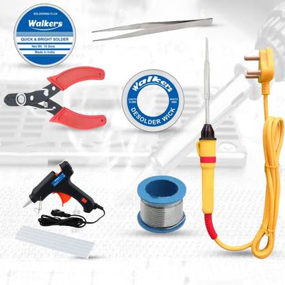 वॉकर्स Basic Bundle Electric 25W Soldering Iron Machine Tool Kit - Set of 8 with Flux Paste and Wire 25 W सामान्य