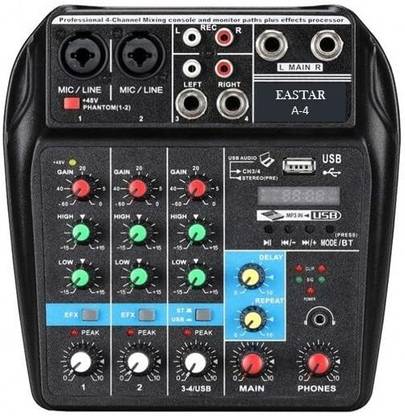 KH 4‑Channel Professional Audio Mixer Console – Bluetooth & USB Sound Card, 48 V PH Powered Sound Mixer