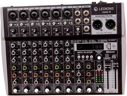 Adiohub 8 Channel Professional Mixer Console 6 XLR + 2 Mono,2 XLR Output,2 Aux Input Powered Sound Mixer