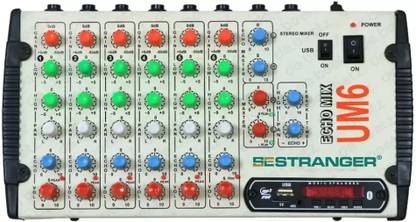 SE STRANGER SESTANGER UM6, 6 Channel Stereo Echo Mixer with USB MP3 Player & Bluetooth Analog Sound Mixer