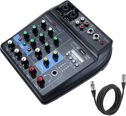 IMAGINEA 5V Professional USB Audio Mixer Sound Board Console System Interface 4 Channel Digital Sound Mixing Console System Audio Interface with USB Bluetooth MP3 Computer Input 48V Phantom Power Digital Sound Mixer