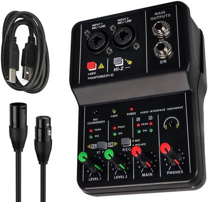 Urban Infotech Q12 2 Channel Sound Mixer Mini Mono Usb Audio Interface for Recording Studio Powered Sound Mixer
