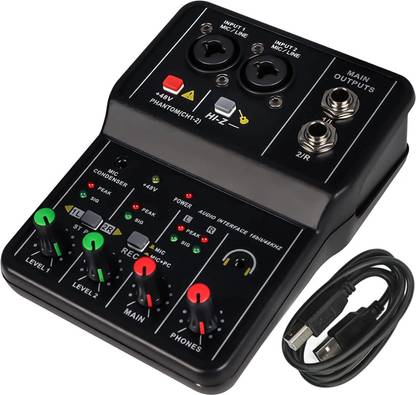 Mocking Bird Q12 2 Channel Audio Mixer Mini Mono Usb Audio Interface for Recording Studio Digital Sound Mixer
