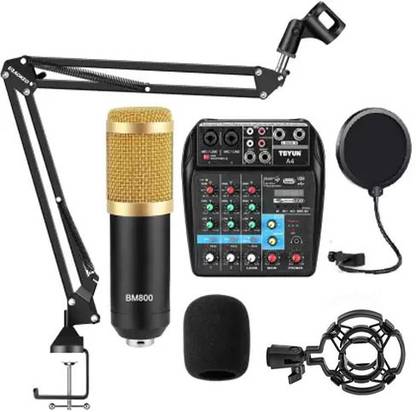 Urban Infotech Professional Song Recording Condenser Microphone Kit with 4 Channel Sound Mixing Audio Interface Full Studio Equipment Mic Setup Digital Sound Mixer