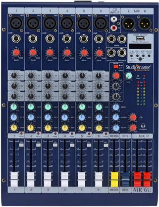 Studiomaster Air 6U (6 Channel Mixer) With USB Option, Bluetooth And Remote, black, Medium