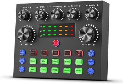 AMG Music V8s Audio Mixer | Live Sound Card | Audio Interface with DJ Mixer Sound Effects Digital Sound Mixer