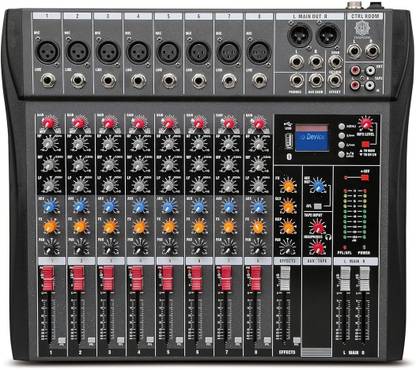 Digimore 8 Channel Mixer, XLR+6.35MM Ports, USB,MP3&BT, 48V Phantom Power D-260 Analog Sound Mixer