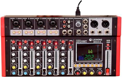 Adiohub 6 Channel DJ Bluetooth Audio Mini Mixer with Effects, USB Interface, BT, Stereo Powered Sound Mixer