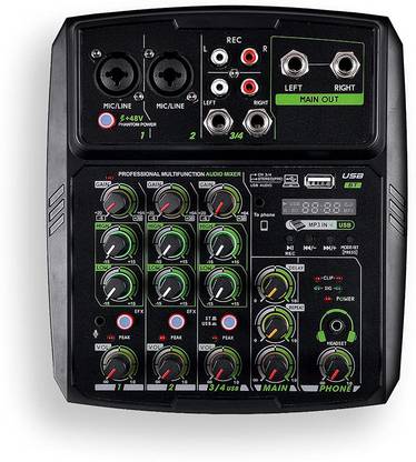 Cezo 4 Channel Audio Mixer Sound Mixing Console with XLR Cable Audio Interface Analog Sound Mixer