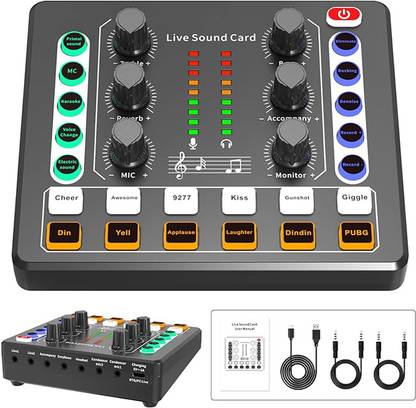 AMG Music Audio Mixer Audio Interface DJ Mixer Live Sound Card Effects & Voice Changer Digital Sound Mixer