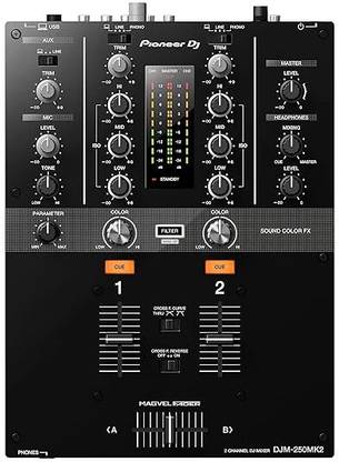 N E X MUSICALS Pioneer DJM-250MK2 DJ Mixer With USB Connection, Black Analog Sound Mixer