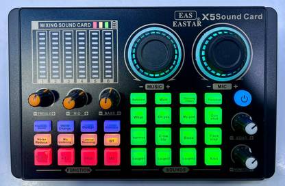 KH Professional_Live Sound Card Mixer LED Voice Changer with Multiple Sound Effects Powered Sound Mixer