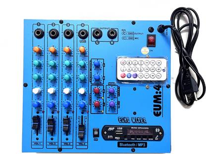 sriaarnika 4 Channel Digital Audio Echo Mixer EUM-4, MP3/Bluetooth/USB Support Digital Sound Mixer