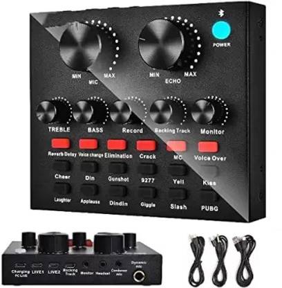 Adiohub V8 Sound Card, Sound Effects Board for Podcast Equipment Bundle Powered Sound Mixer