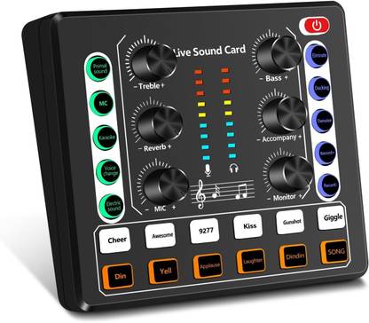IMAGINEA Audio Mixer,Audio Interface DJ Mixer Live Sound Card Effects and Voice Changer Digital Sound Mixer