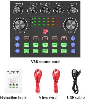 Urban Infotech V8 Portable Audio Mixer Interface, Bluetooth Sound Card for Recording/Podcast Digital Sound Mixer