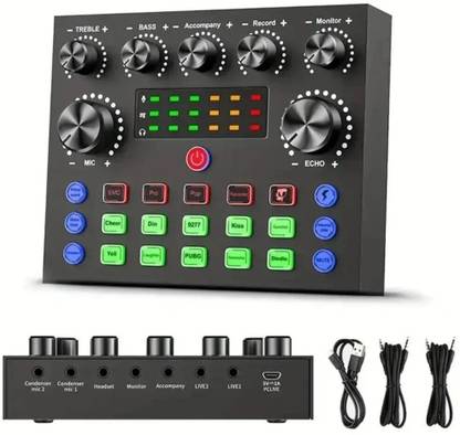 Urban Infotech V8 Live Streaming Sound Card USB Studio Audio Interface for Stereo Recording Digital Sound Mixer