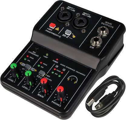 DawnRays Q12 2 Channel Audio Mixer Mini Usb Audio Interface for Recording ,48V Powered Digital Sound Mixer