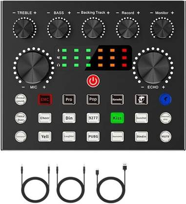 AMG Music V8S Sound Card for Recording Digital Audio Mixer Live Streaming Podcast Mixer Digital Sound Mixer