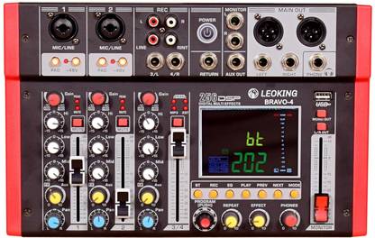 Adiohub 4 Channel DJ Bluetooth Audio Mini Mixer with Effects, USB Interface, BT, Stereo Powered Sound Mixer