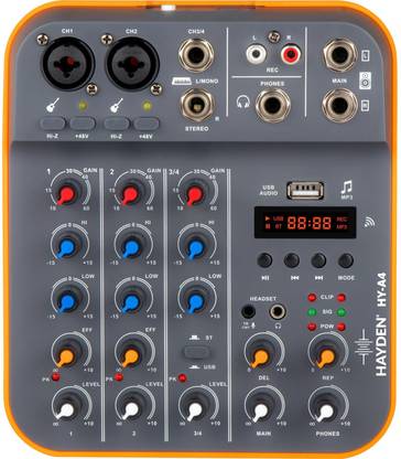 KH 4 Channels Audio Mixer Sound Mixing Console With USB Audio Interface Bluetooth Wired DJ Controller
