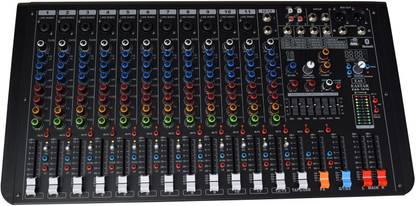 KH 12 Channel Audio Mixer, 11 Mono & 1 Stereo Channel, Mixing Console and Aux Paths Powered Sound Mixer